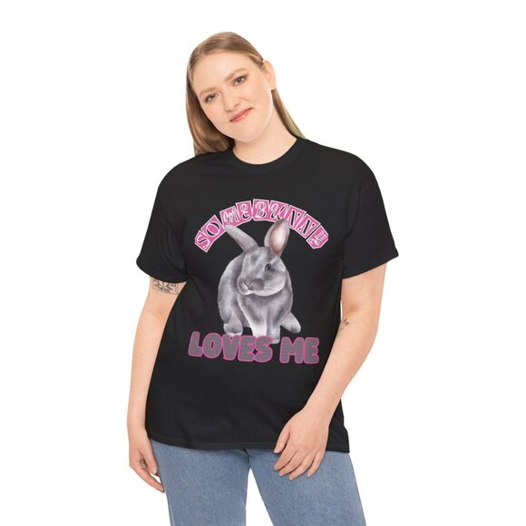 Somebunny Loves Me T-shirt Rabbit Lovers Tee Adult Easter bunny gift - Picture 6 of 8